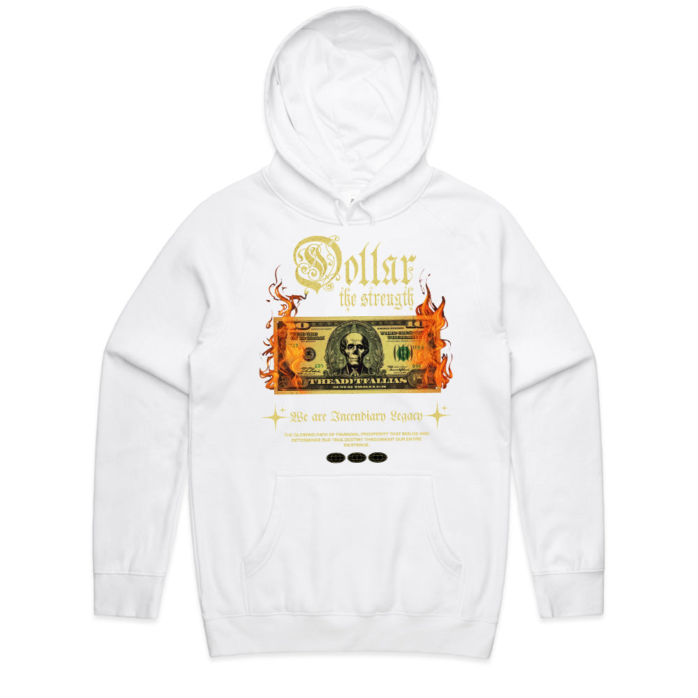 Dollar: The Strength" Fiery Skull Bill Graphic Tee