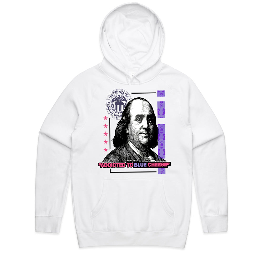 Blue Cheese Flex: Franklin Money Addict Tee