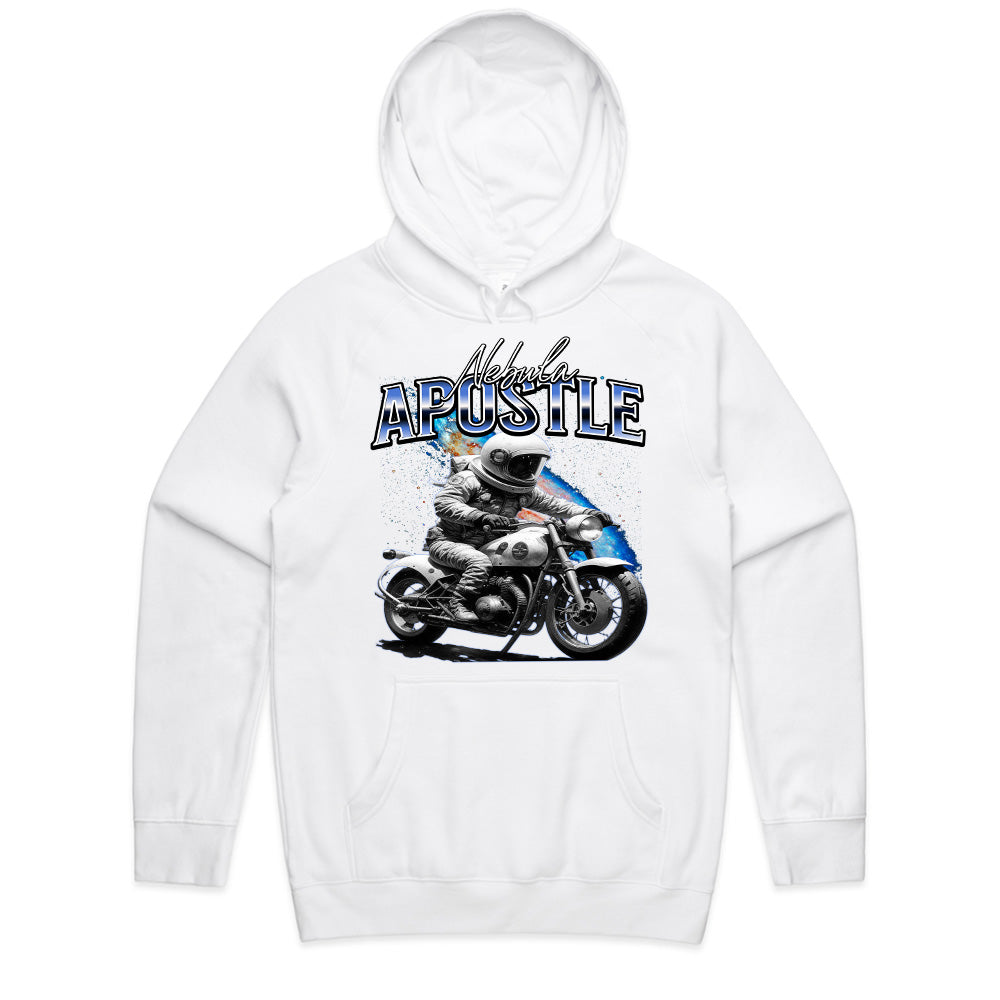 Nebula Apostle – Astronaut Biker Cosmic Adventure T-Shirt