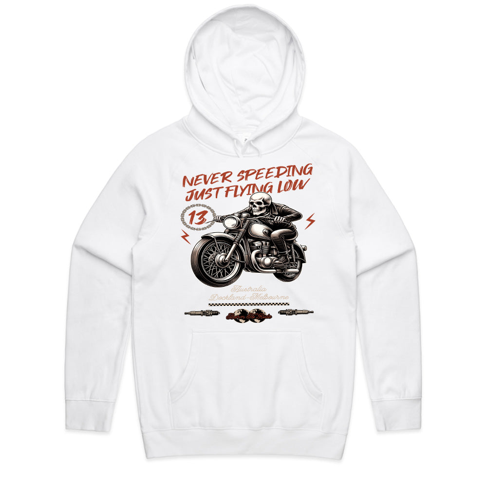 Never Speeding, Just Flying Low – Skull Biker T-Shirt