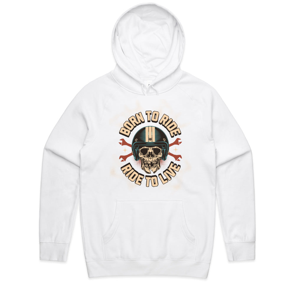 Born to Ride, Ride to Live – Vintage Skull Biker T-Shirt