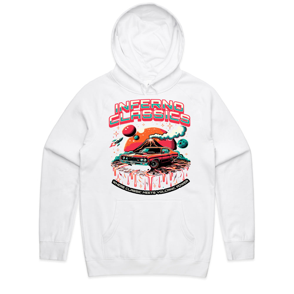 Inferno Classics: Volcanic Power Retro Muscle Car T-Shirt