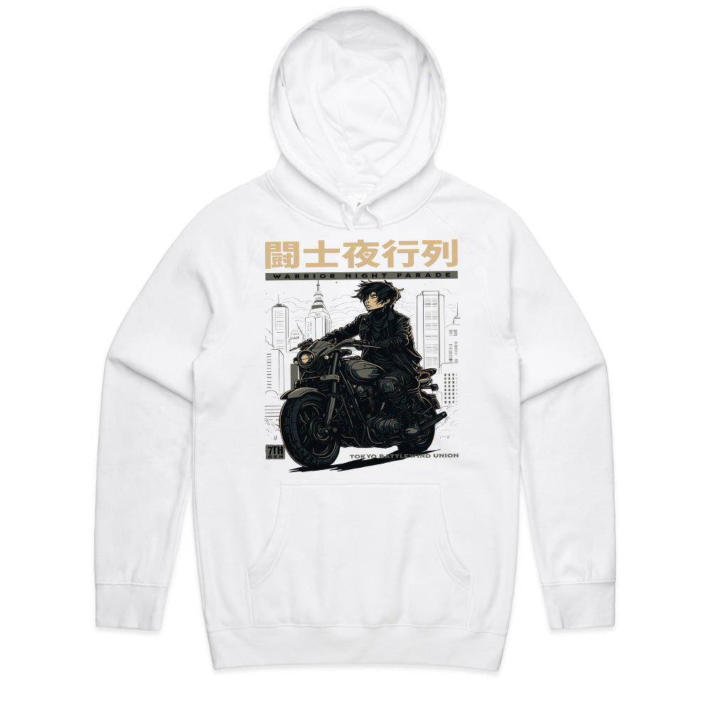 Warrior Night Parade" – Tokyo Cyberpunk Biker T-Shirt