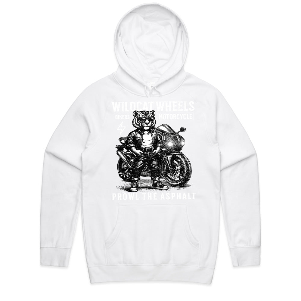 Wildcat Wheels Biker T-Shirt – Fierce Tiger Rider with Motorcycle