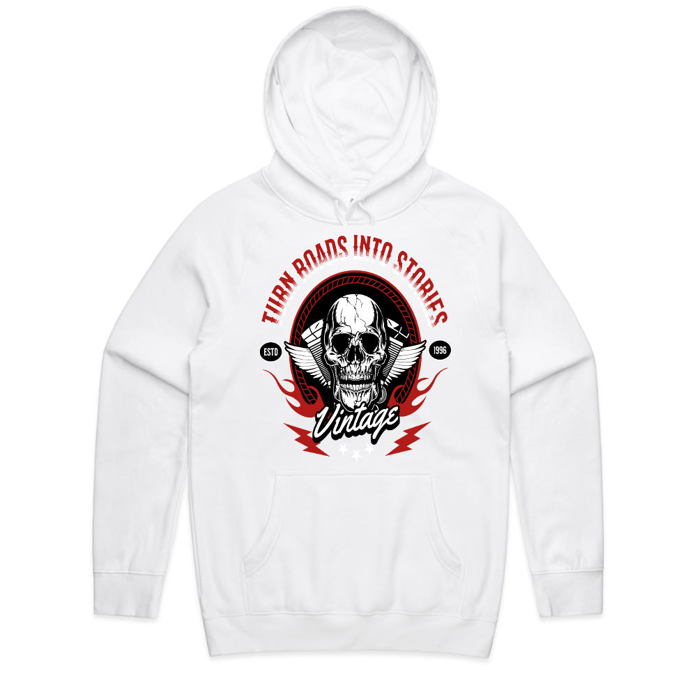 Turn Roads Into Stories – Vintage Biker Skull T-Shirt