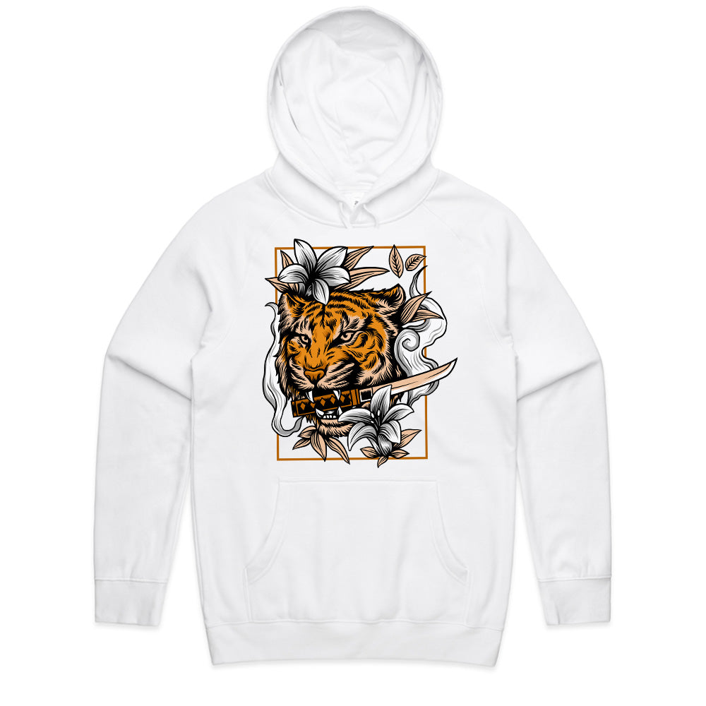 Savage Bloom: Tiger & Blade Floral Fusion Tee
