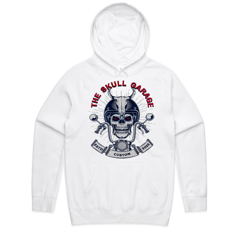The Skull Garage – Vintage Biker Skull & Motorcycle T-Shirt