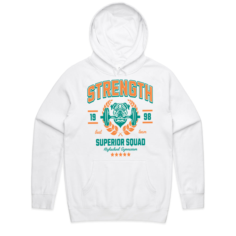 "Strength Superior Squad" Vintage Gym Bulldog T-Shirt – Power & Team Spirit