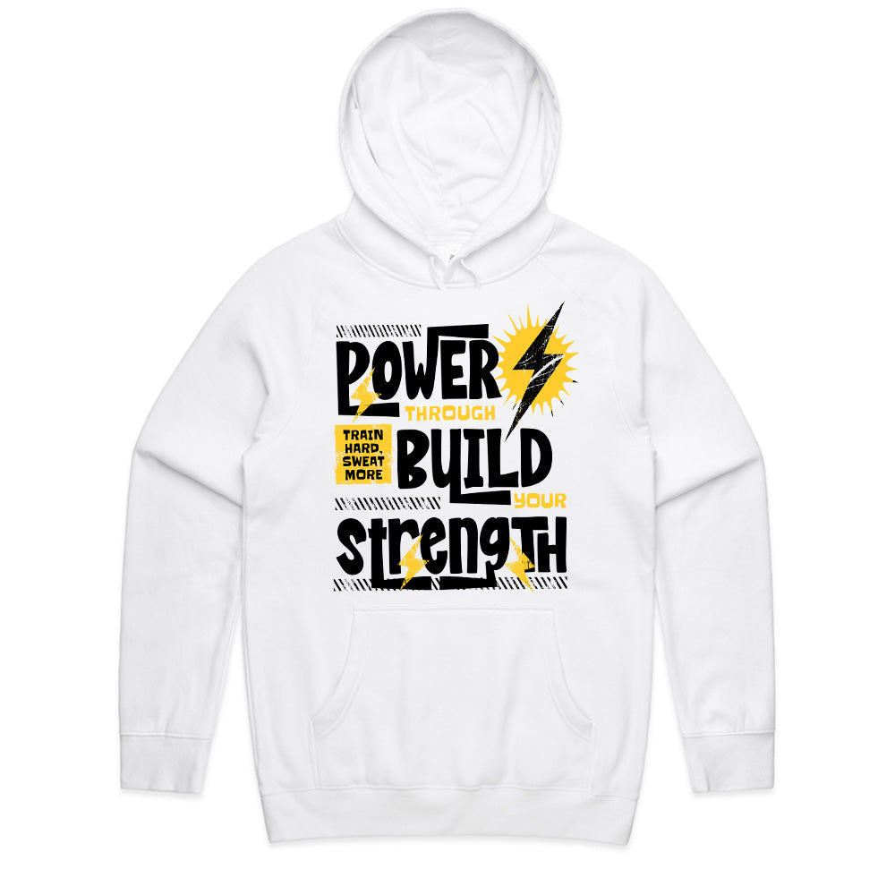 Power Through, Build Strength – Motivational Gym T-Shirt | High-Energy Workout Tee