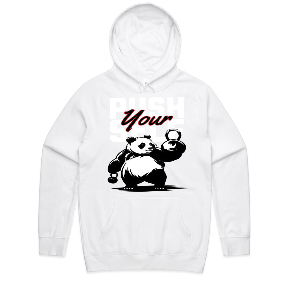 "Push Yourself Panda Gym T-Shirt – Motivational Workout Tee"