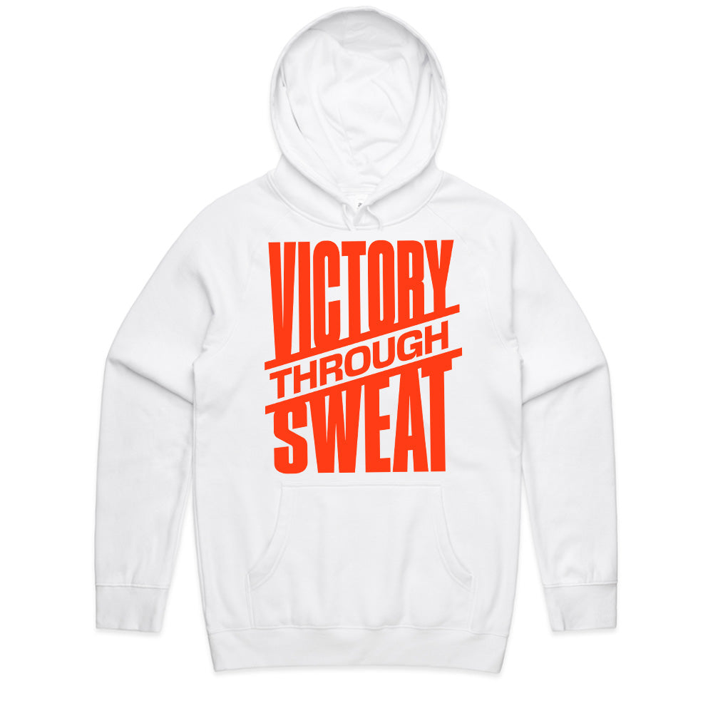 "Victory Through Sweat" Motivational Workout T-Shirt – Black & Bold