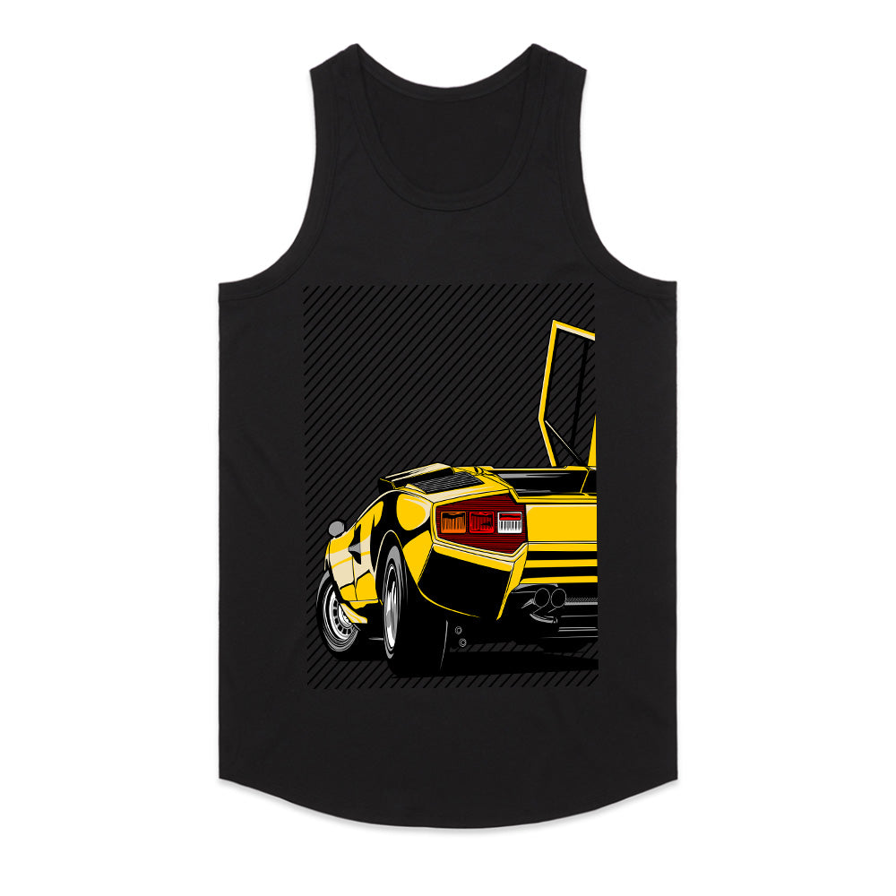 Countach Rear Legend T-Shirt — Retro Yellow Supercar Edition