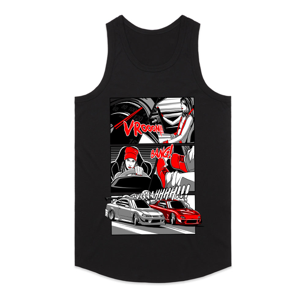 JDM Street Racer Manga T-Shirt – Drift Battle Comic Style Tee