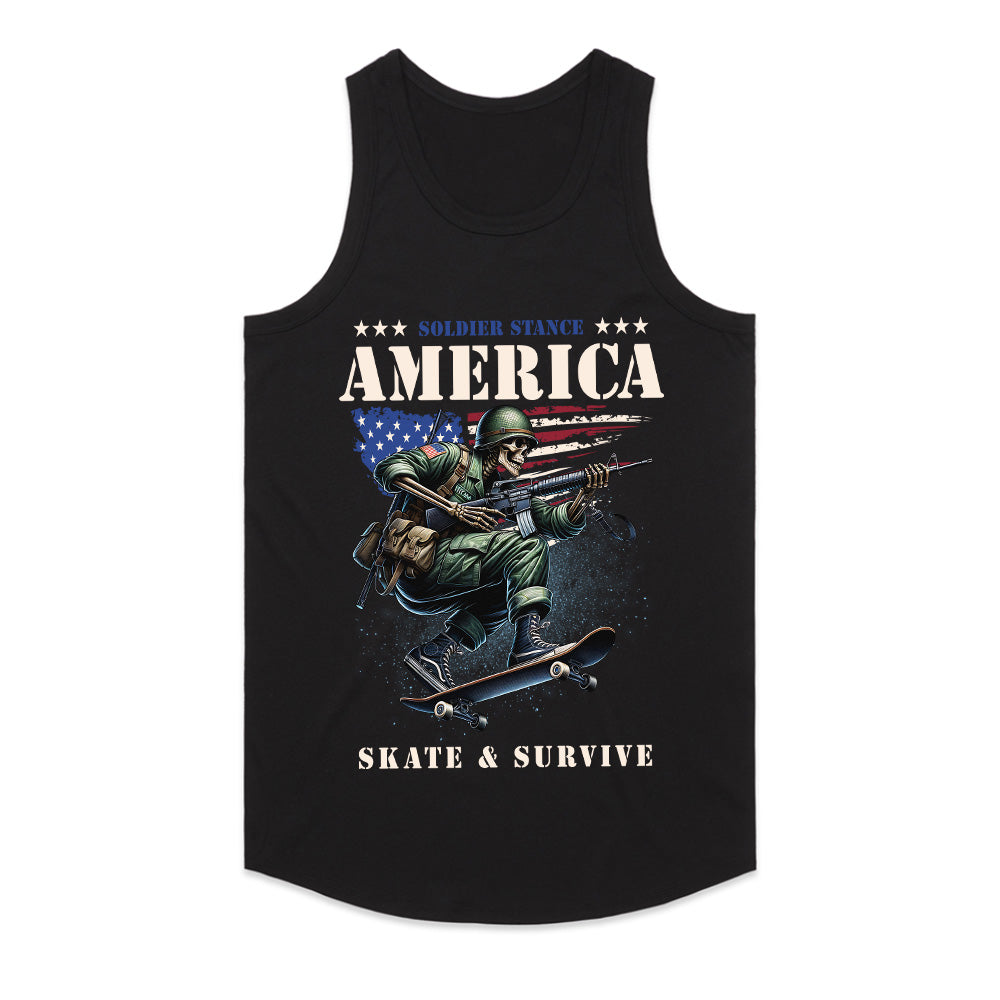 Soldier Stance: Skate & Survive America Tee
