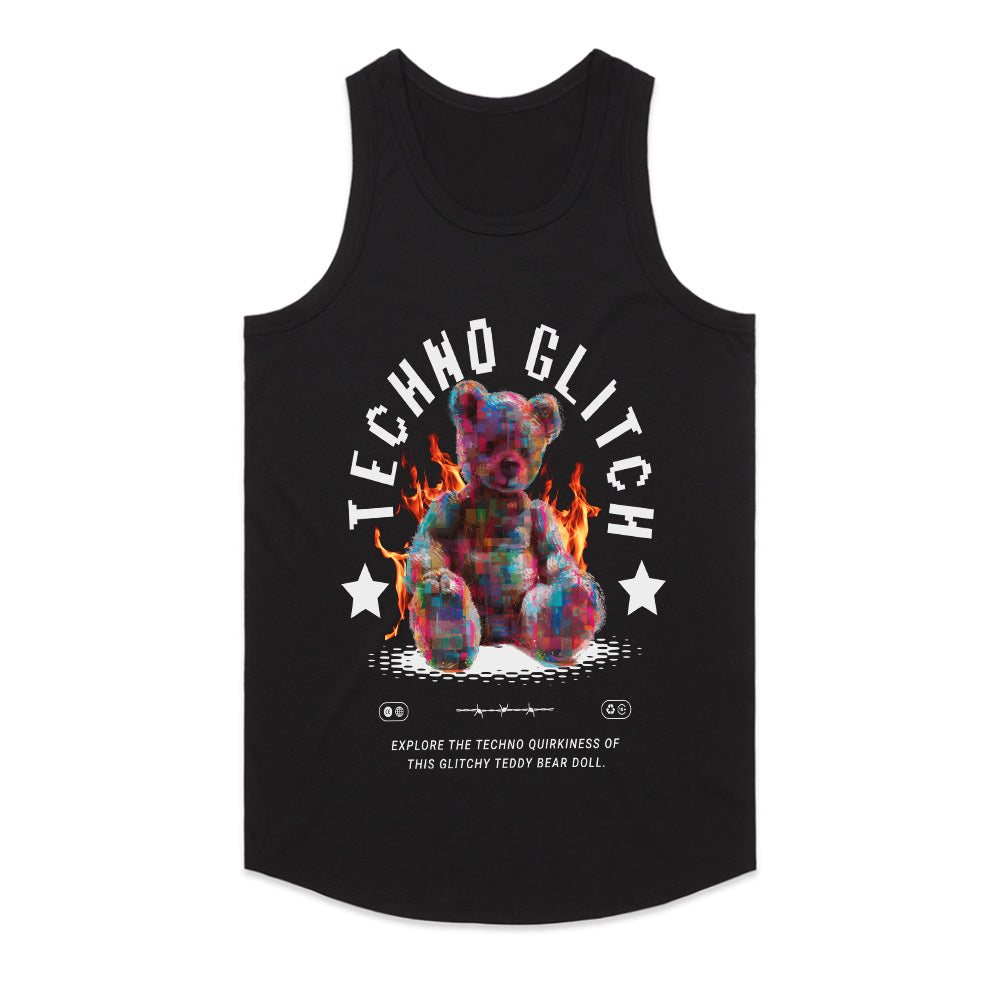 Techno Glitch: Pixel Burn Teddy Tee