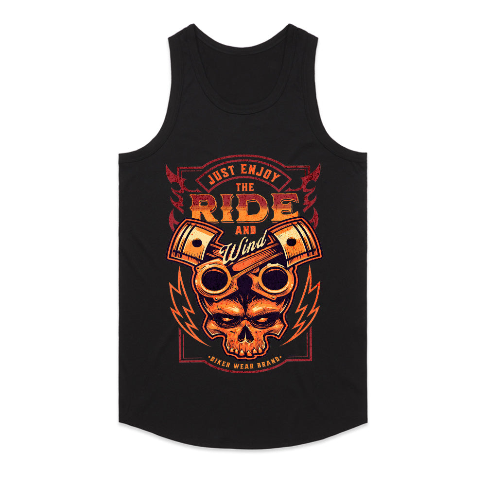 Just Enjoy the Ride and Wind - Bold Biker Skull T-Shirt