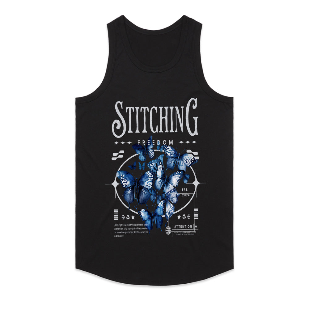 Stitching Freedom: Blue Butterfly Escape Tee