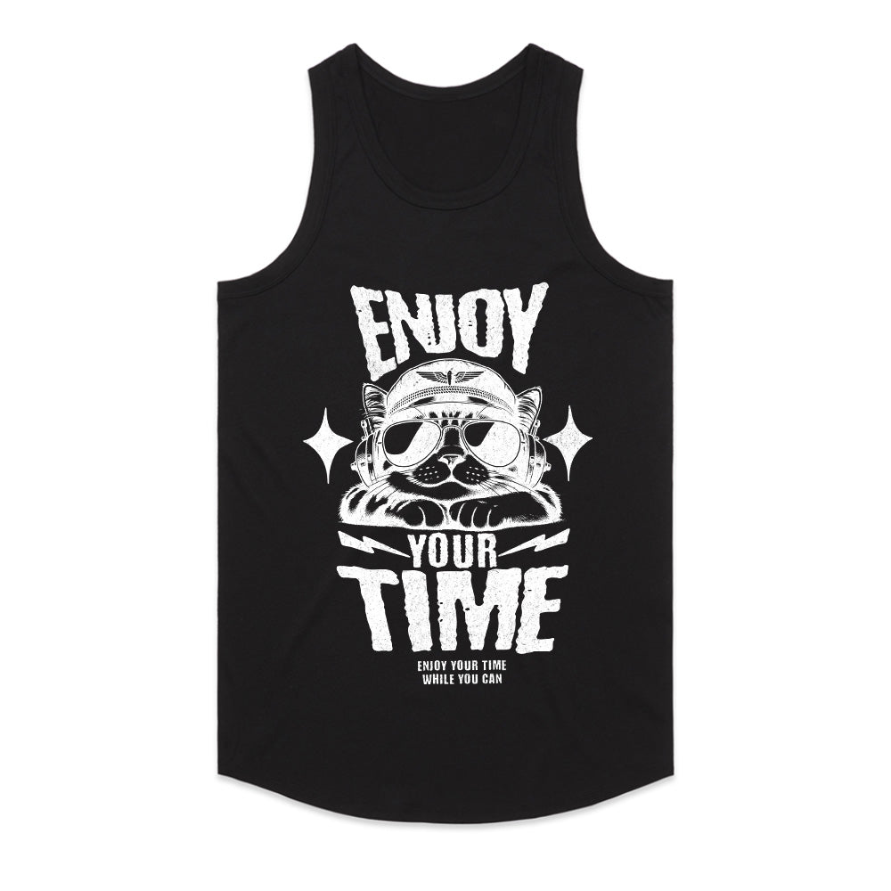 Enjoy Your Time" Aviator Cat Graphic Tee
