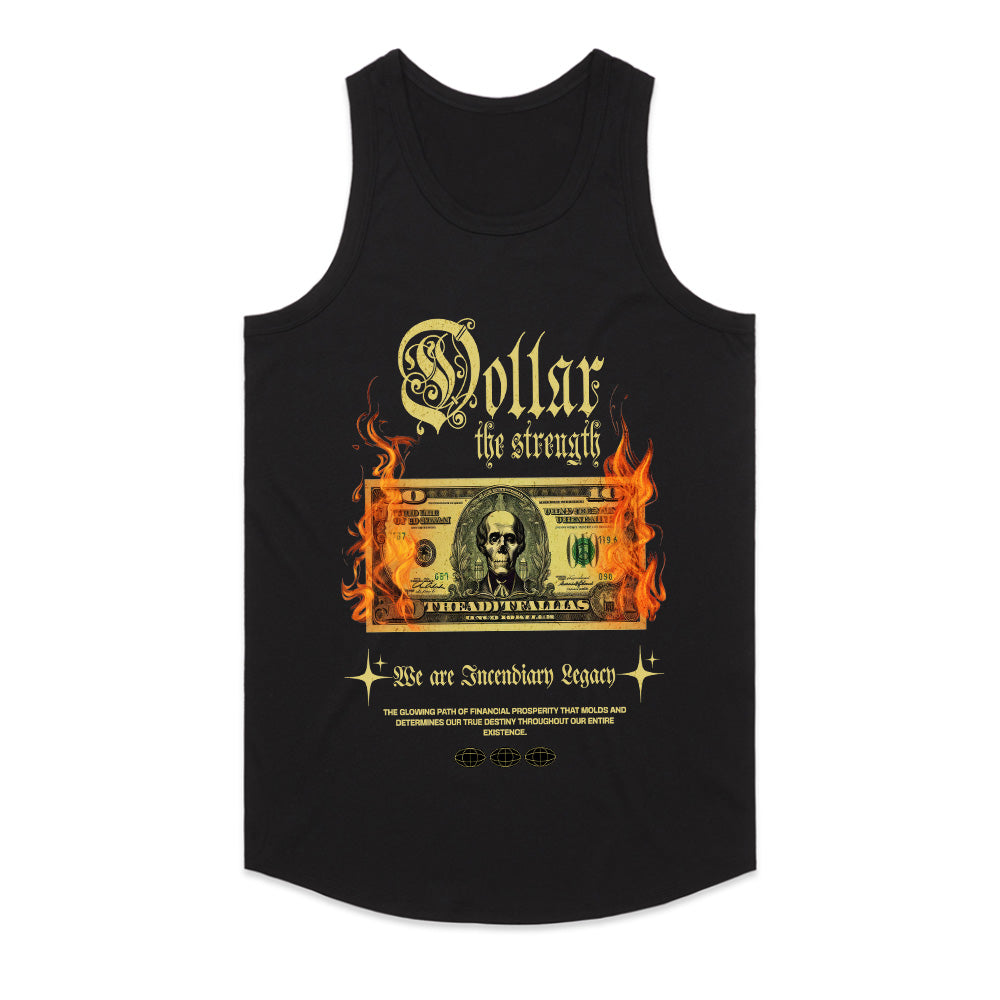 Dollar: The Strength" Fiery Skull Bill Graphic Tee
