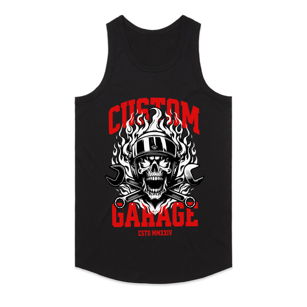 Custom Garage Biker T-Shirt – Built for Speed, Forged in Fire