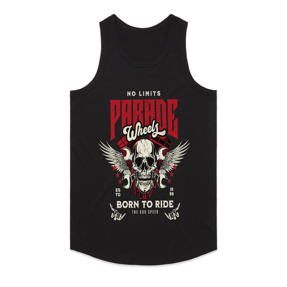 Parade Wheels Biker T-Shirt – No Limits, Born to Ride