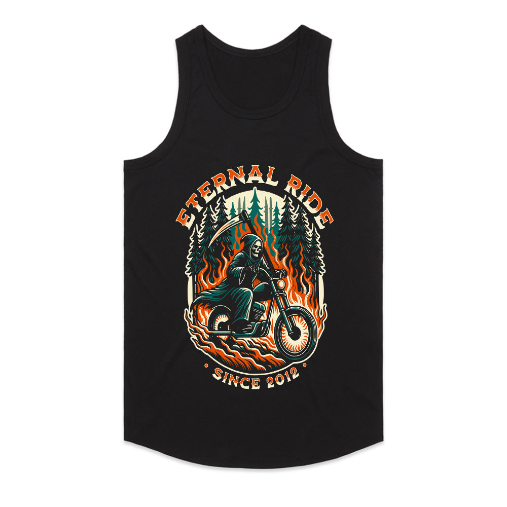 Eternal Ride – Grim Reaper Biker Flames T-Shirt