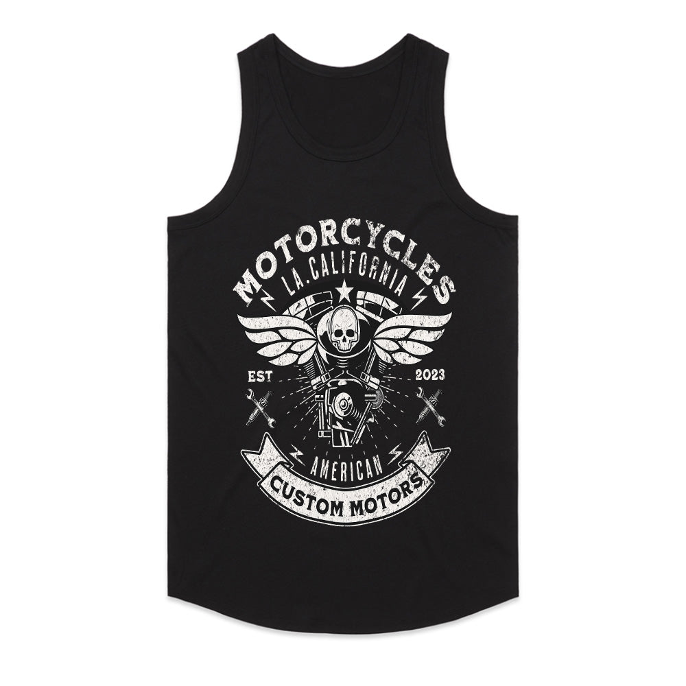American Custom Motors – Vintage Motorcycle Skull T-Shirt
