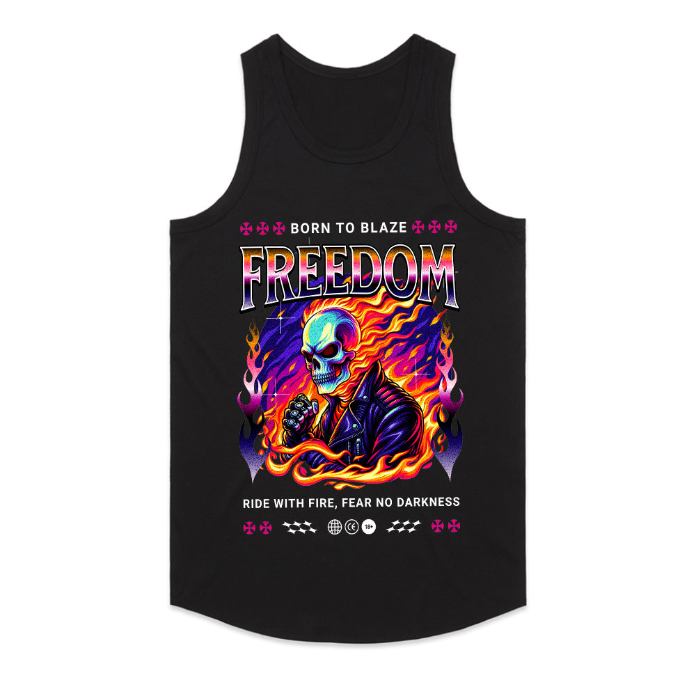 Born to Blaze Freedom Skull Biker T-Shirt – Ride with Fire, Fear No Darkness