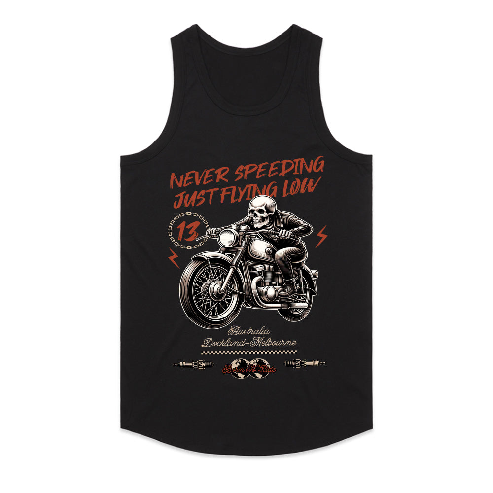 Never Speeding, Just Flying Low – Skull Biker T-Shirt