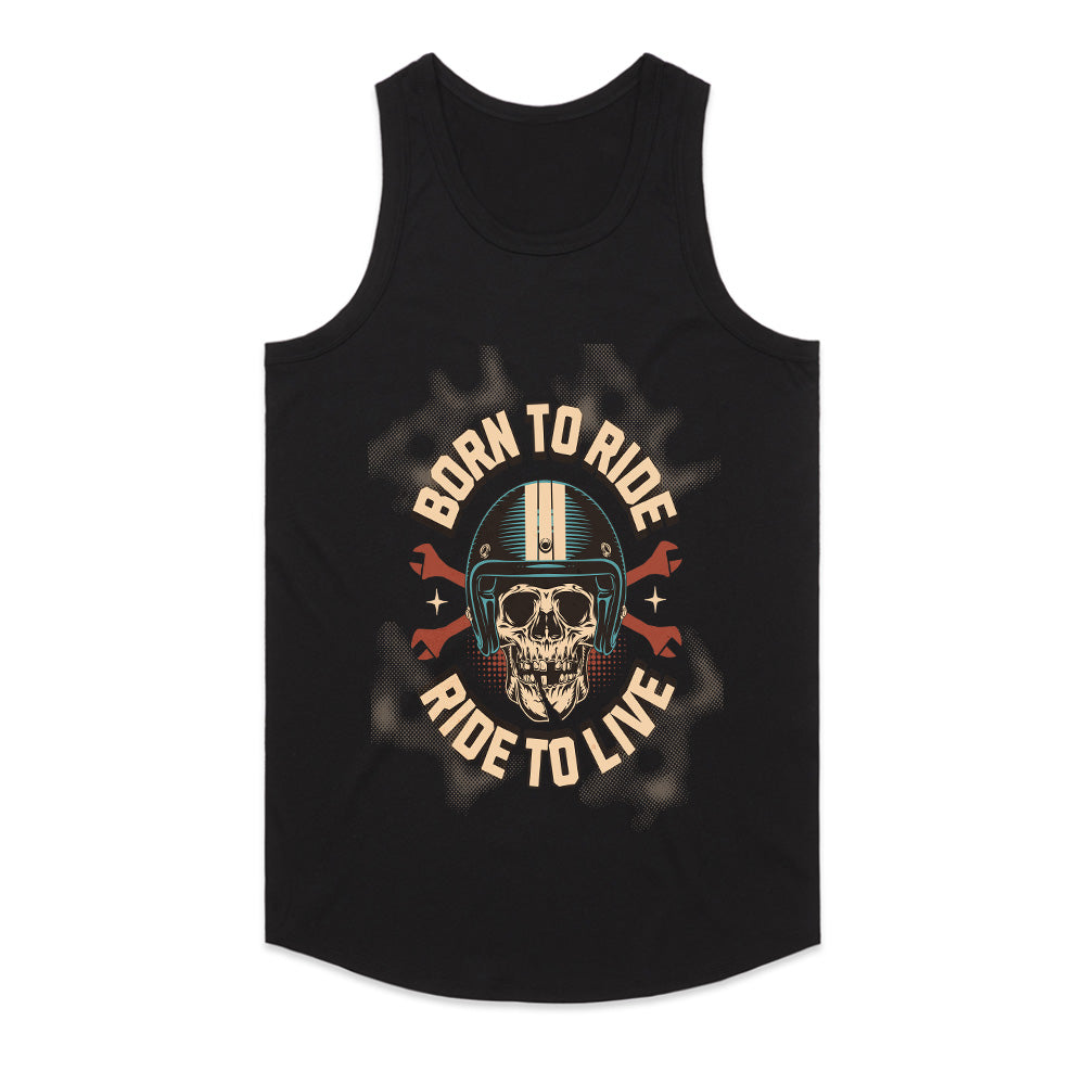 Born to Ride, Ride to Live – Vintage Skull Biker T-Shirt