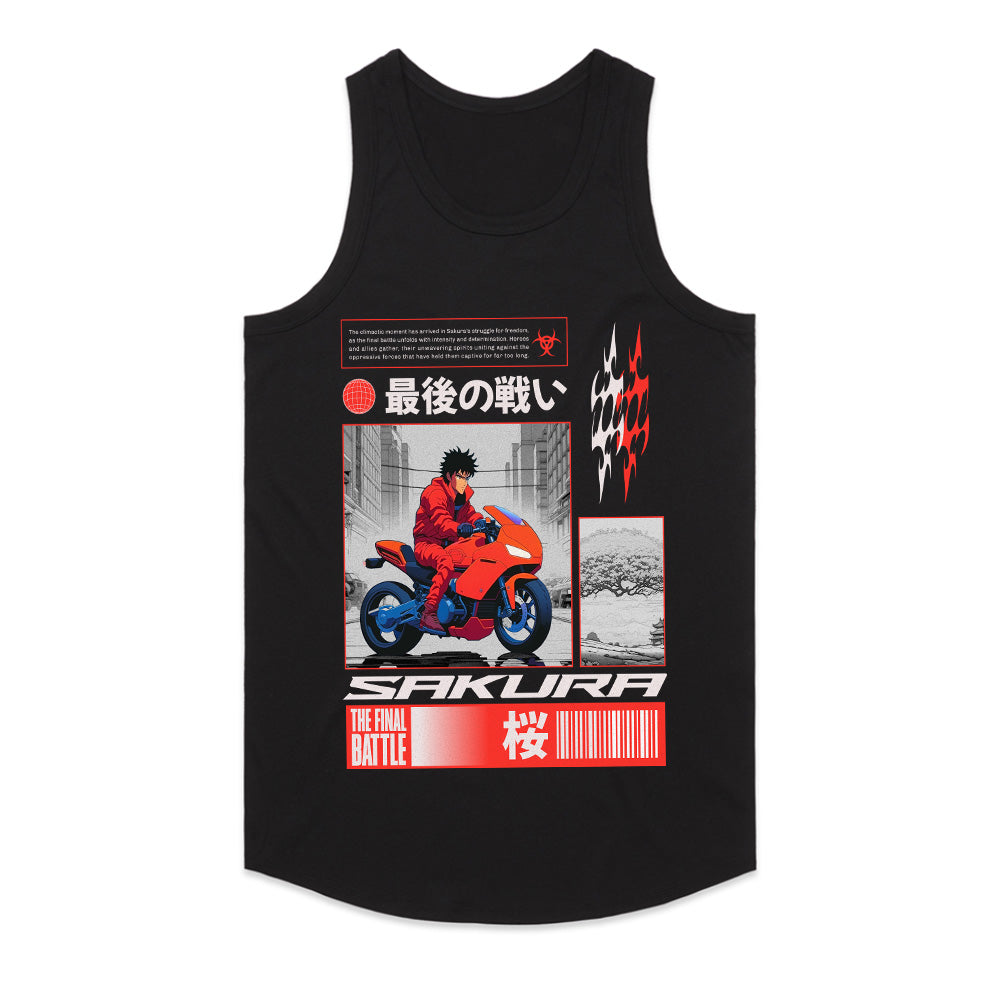 Sakura Final Battle – Cyberpunk Anime Rider T-Shirt