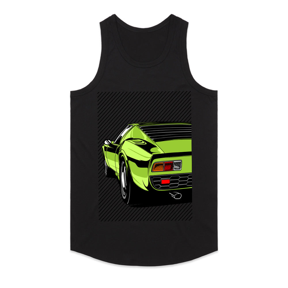 De Tomaso Pantera Retro Supercar T-Shirt – Lime Green Classic Edition