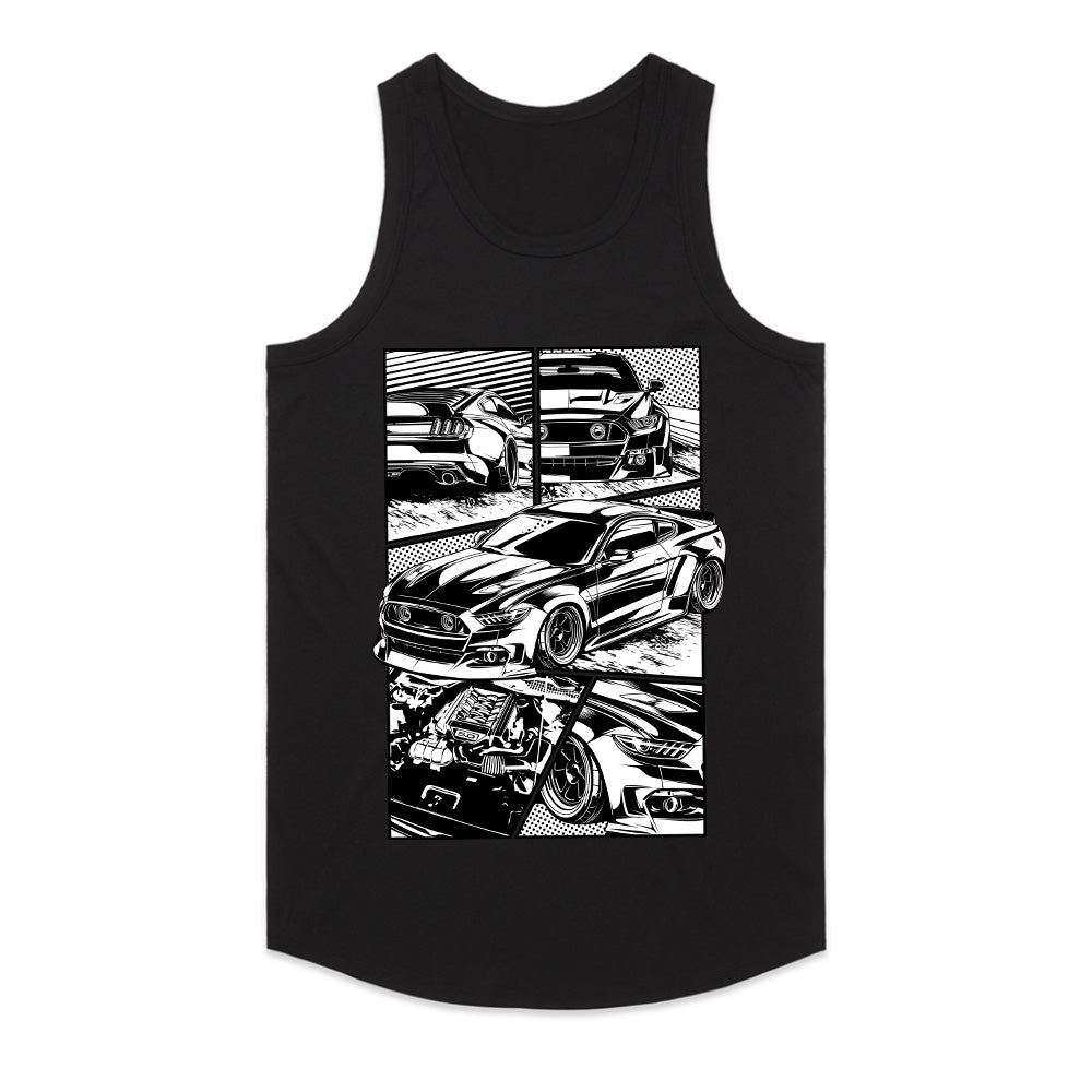 American Muscle Comic Style T-Shirt – Mustang Power Panel Edition