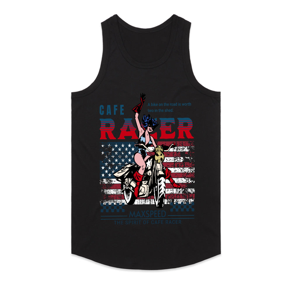 Café Racer Max Speed – American Spirit Motorcycle T-Shirt