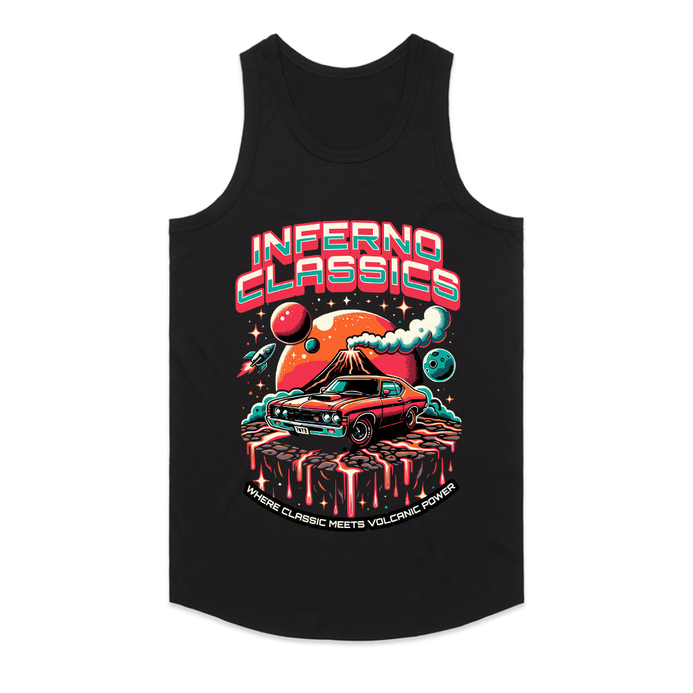 Inferno Classics: Volcanic Power Retro Muscle Car T-Shirt