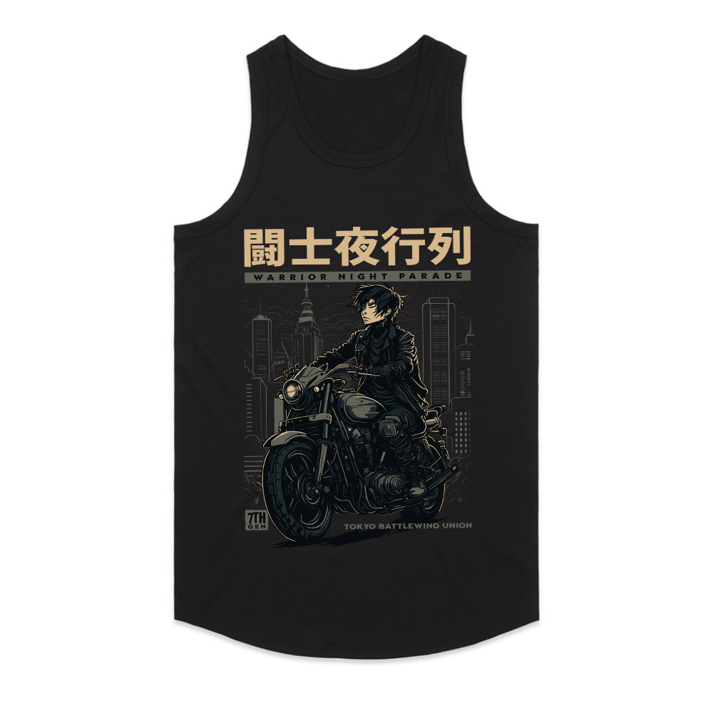 Warrior Night Parade" – Tokyo Cyberpunk Biker T-Shirt