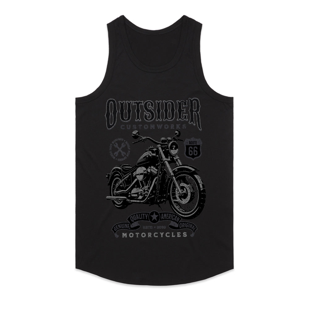 Outsider Customworks T-Shirt – Vintage Route 66 Motorcycle Builder Tee