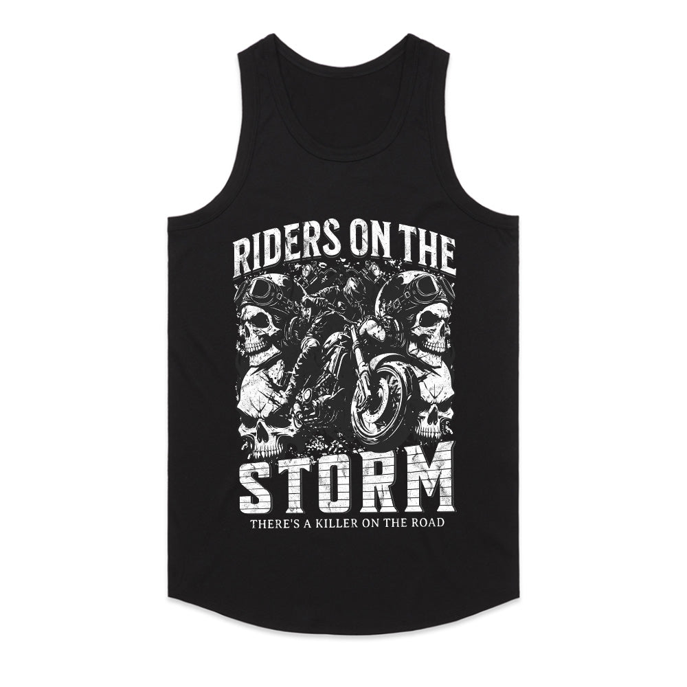 Riders on the Storm T-Shirt – Skull Biker Thunder Ride Tee