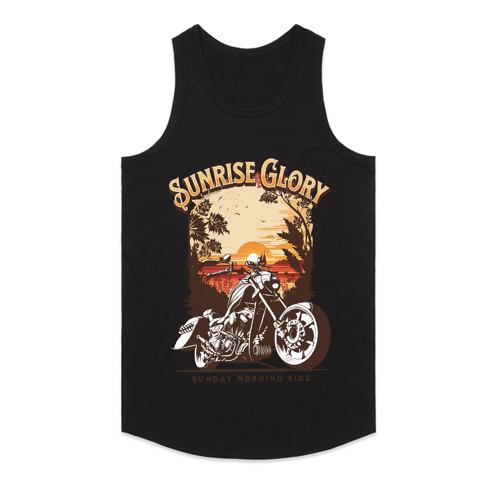 Sunrise Glory Ride T-Shirt – Chopper Motorcycle Sunset Adventure Tee