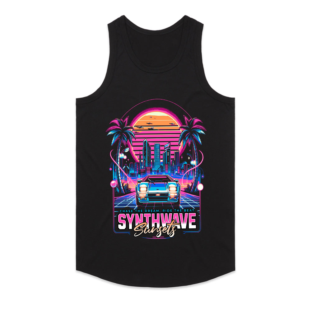 Synthwave Sunsets – Retro Neon Cityscape Vaporwave T-Shirt