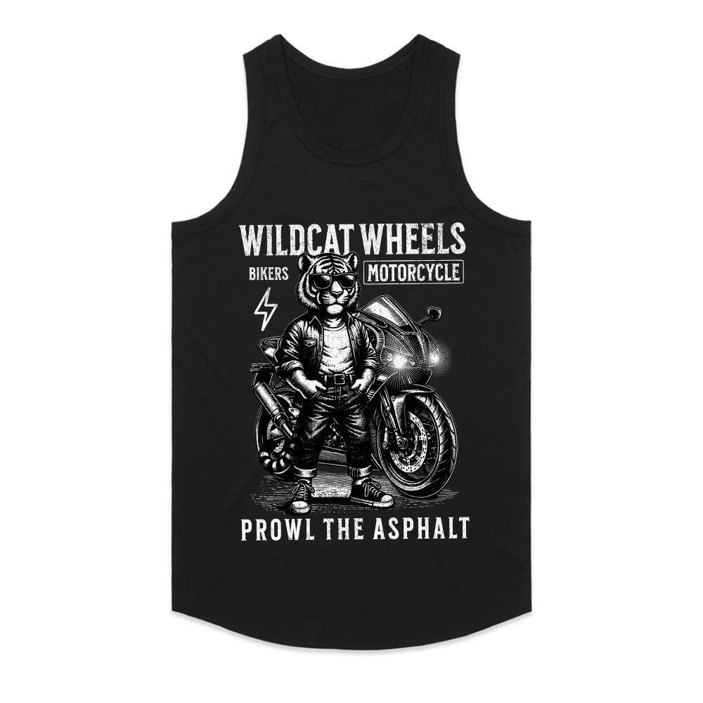 Wildcat Wheels Biker T-Shirt – Fierce Tiger Rider with Motorcycle
