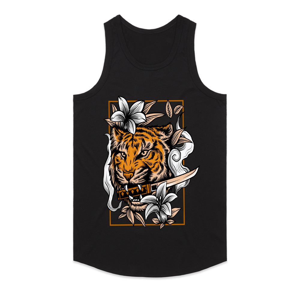 Savage Bloom: Tiger & Blade Floral Fusion Tee