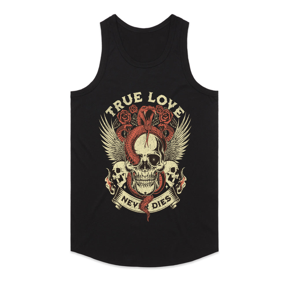 True Love Never Dies – Gothic Skull & Snake Tattoo-Inspired T-Shirt