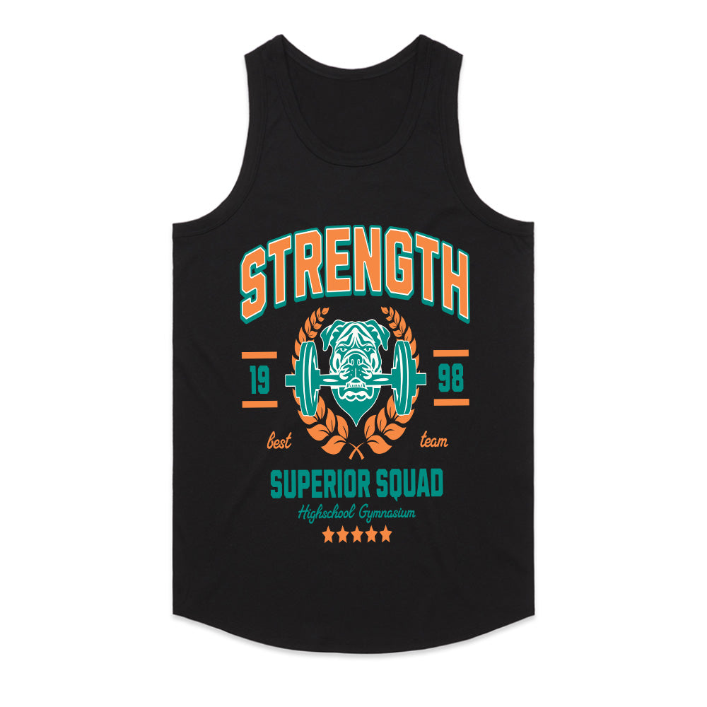 "Strength Superior Squad" Vintage Gym Bulldog T-Shirt – Power & Team Spirit