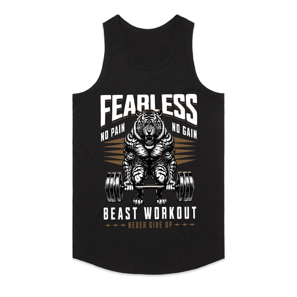 Fearless Beast Workout – No Pain, No Gain Gym T-Shirt | Power & Strength Tee