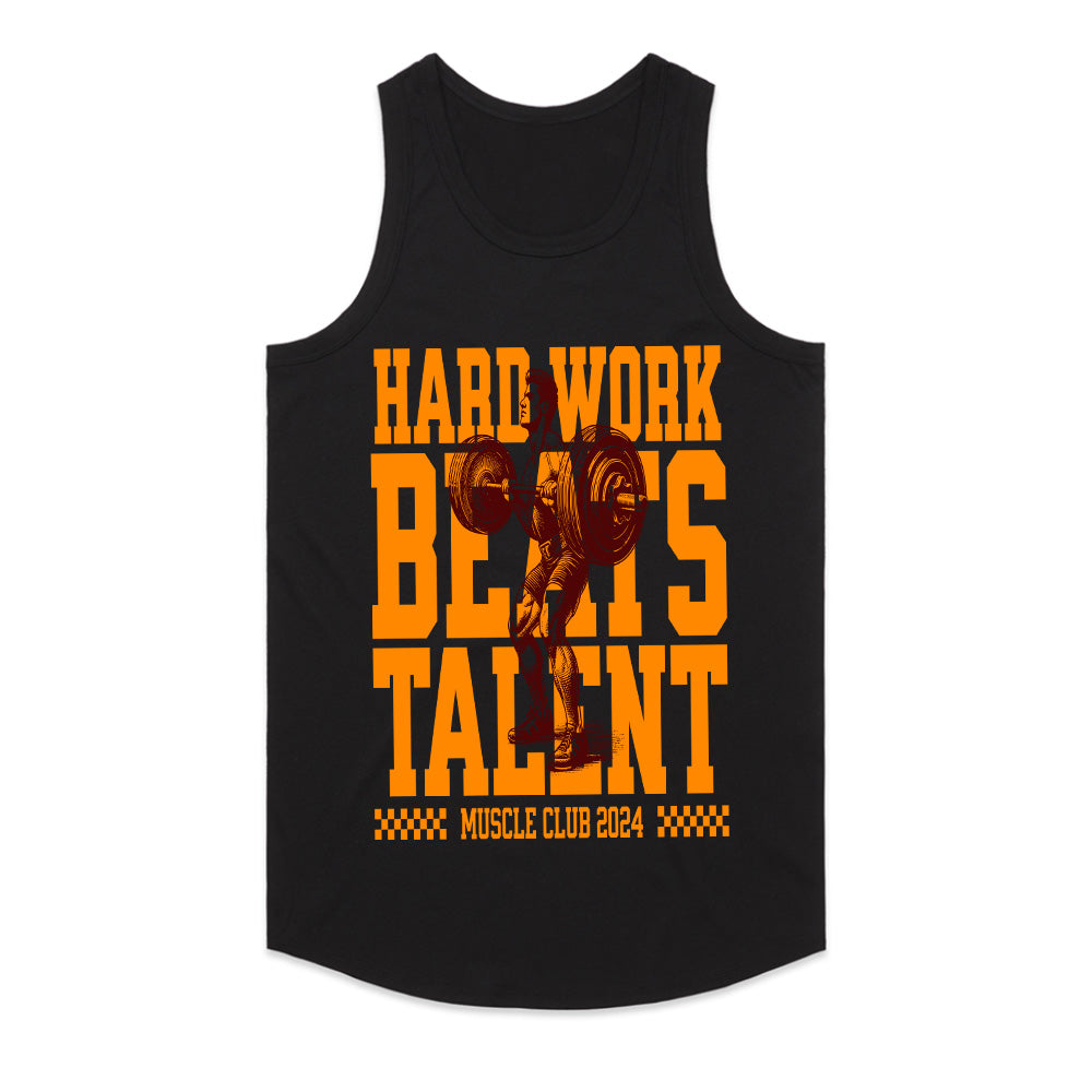 Hard Work Beats Talent – Muscle Club 2024 Gym T-Shirt | Motivational Workout Tee