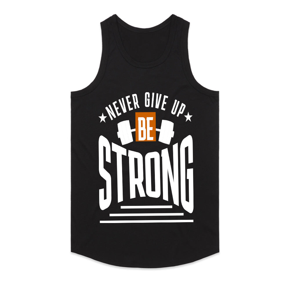 "Never Give Up, Be Strong" Motivational Gym T-Shirt – Strength & Resilience