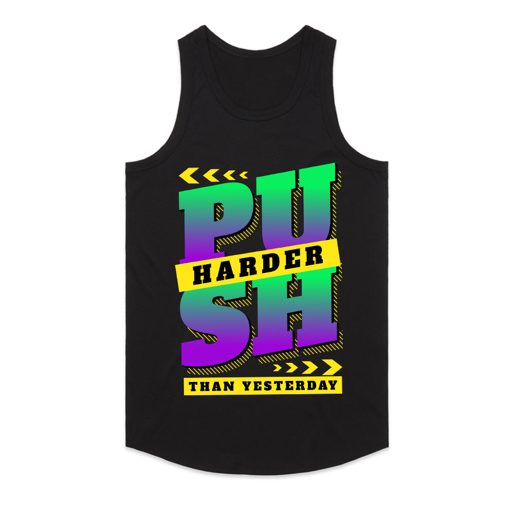 "Push Harder Than Yesterday" Motivational Gym T-Shirt – Keep Grinding, Keep Winning