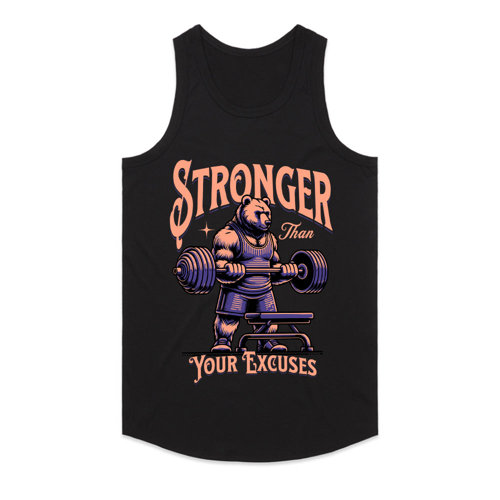 "Stronger Than Your Excuses" Motivational Bear Gym T-Shirt