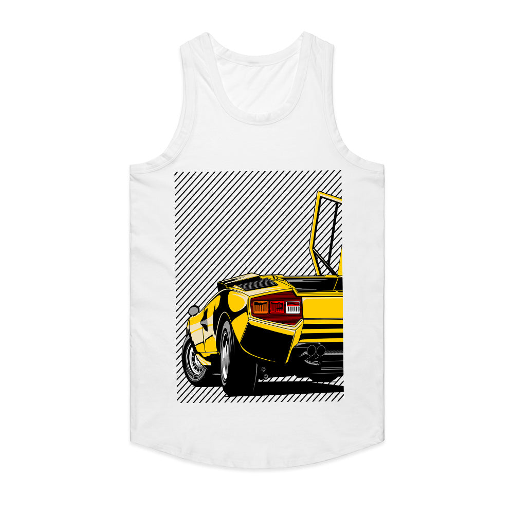 Countach Rear Legend T-Shirt — Retro Yellow Supercar Edition